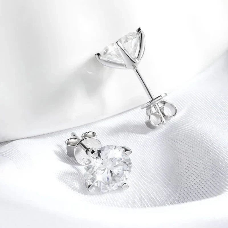 Each 0.2-2CT Certified Moissanite Stud Earrings for Women 4 Claw Sparkling Wedding Party Jewelry Sterling Silver S925