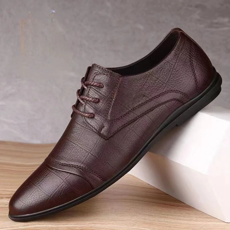 Pointed Toe Black Soft Men's Leather Shoes Comfortable Low Price Summer Male Casual Shoe Retro Elegant Designer Social Footwear