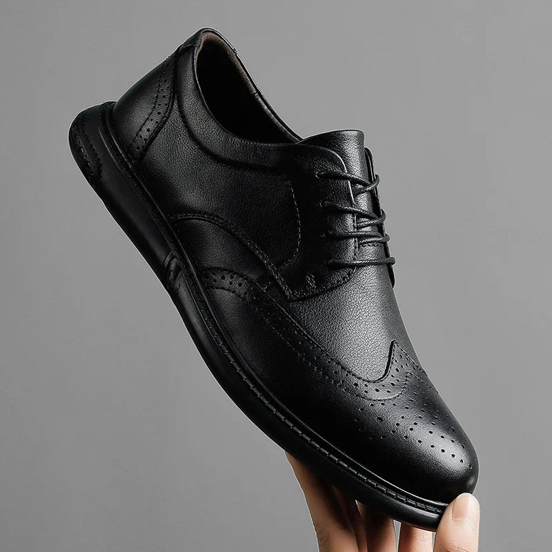 Big Size Mens Formal Genuine Leather Dress Shoes British Stylish Business Dress Men Flats High Quality Brogues Oxford Shoes Men