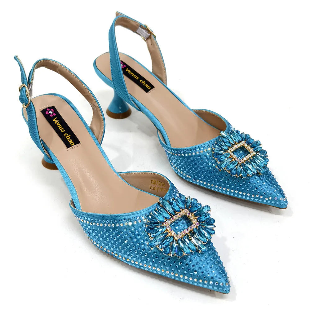 African Style Women's Shoes Mixed With BlackGold High Heels Pointed At The Dinner Party Nigerian Women's Shoes