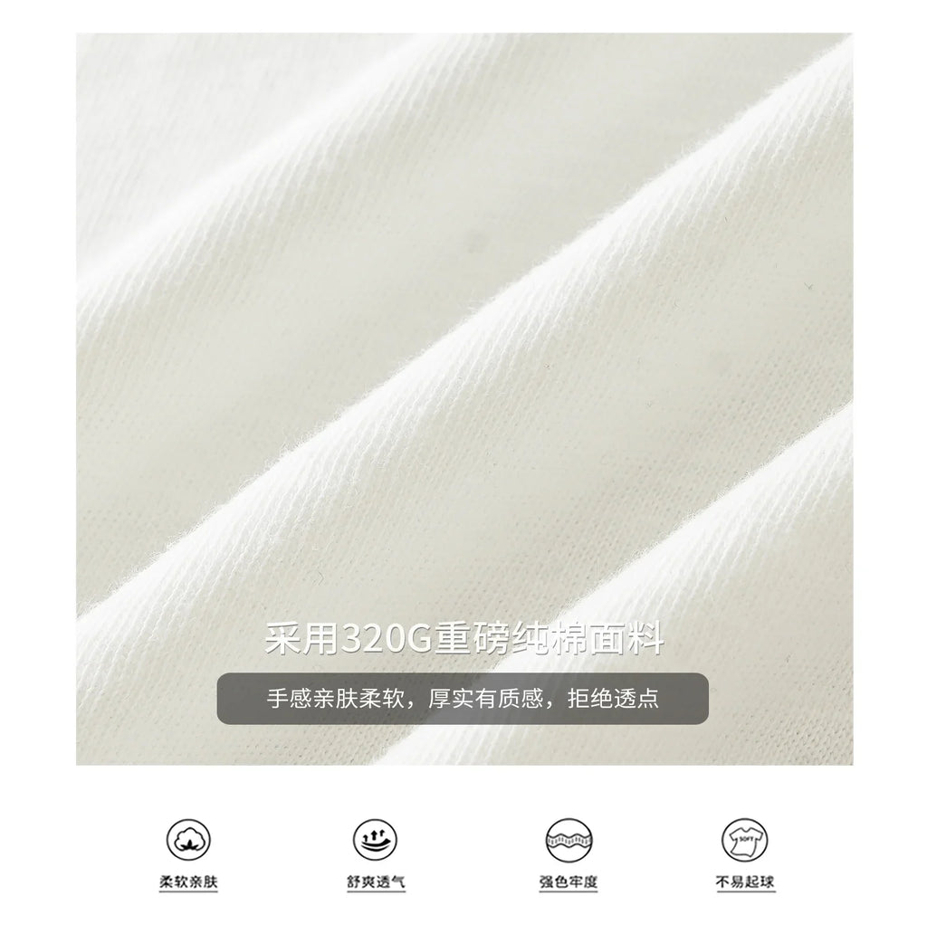 320G Heavyweight 100% Cotton Henley Neck T Shirt for Men Long-Sleeved Spring Autumn Casual Tops Solid Color Undershirts