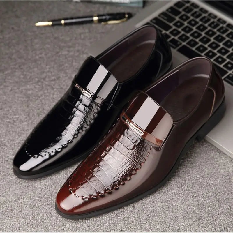 Men's Business Casual Leather Shoes Korean Style Pointed Toe Breathable Big Size Office Groomsmen Groom Wedding