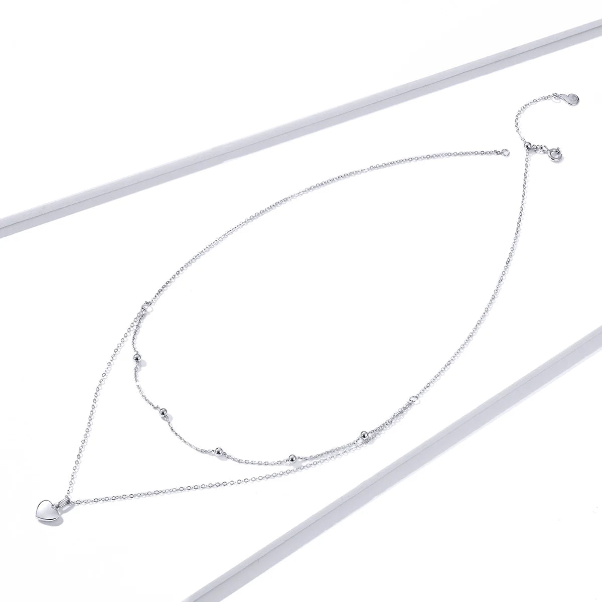 925 Sterling Silver Heart Pendant Necklace for Women Gold Double Layer Choker Female Fine Jewelry BSN168
