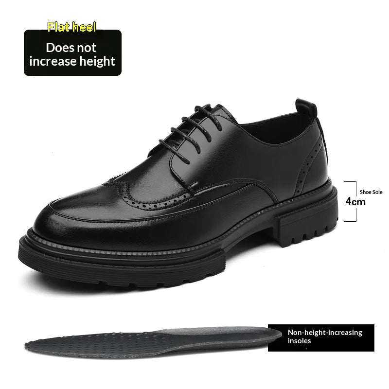Big Size Men Height Increaseing Dress Brogue Shoes Gentleman Suit Elevator Shoes Oxford Invisible Heel 4/7/9CM Wedding Man Shoes