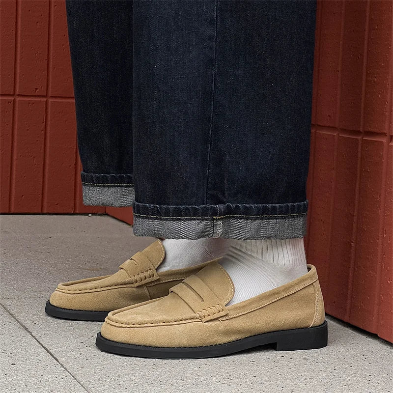 Handmade Mens Leather Loafers Non Slip Slip on Walking Flats Breathable Outdoor Casual Shoes for Man Work Office Driving Shoes