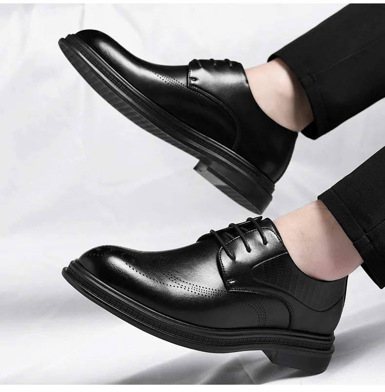 Business Formal Casual Wedding Shoes for Men Fashion New Designer Inner Increase Shoes Male Spring Autumn Retro Leather Shoe Man