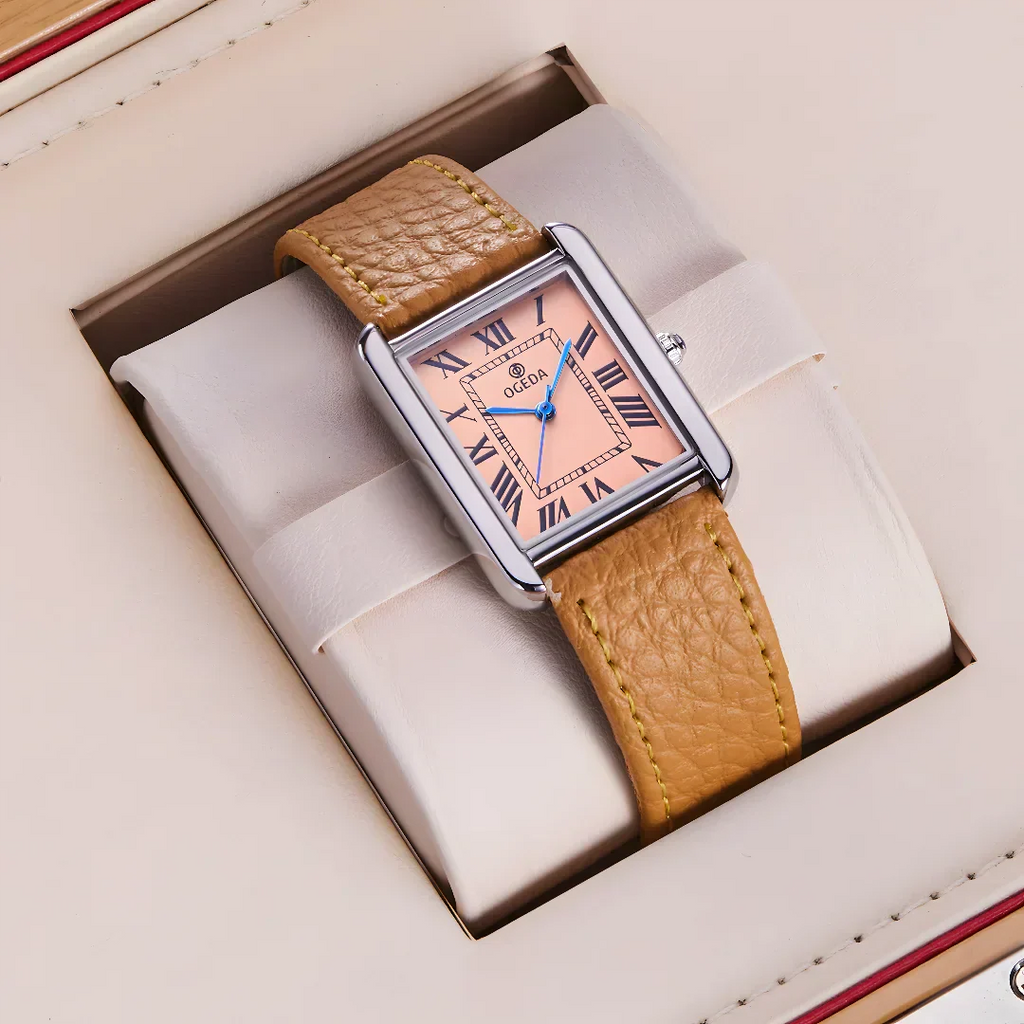 Waterproof Couple Watches Casual Fashion Quartz Stainless Steel Leather Strap Square Dial Men's And Women's Lover Watch
