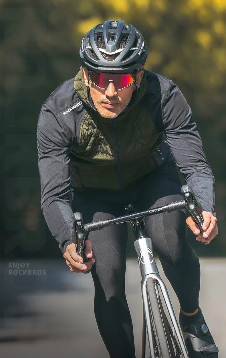 Winter Thermal Fleece Cycling Jersey Men's Ultralight Down Jacket MTB Road Bicycle Clothing Long Sleeve Ciclismo Coat