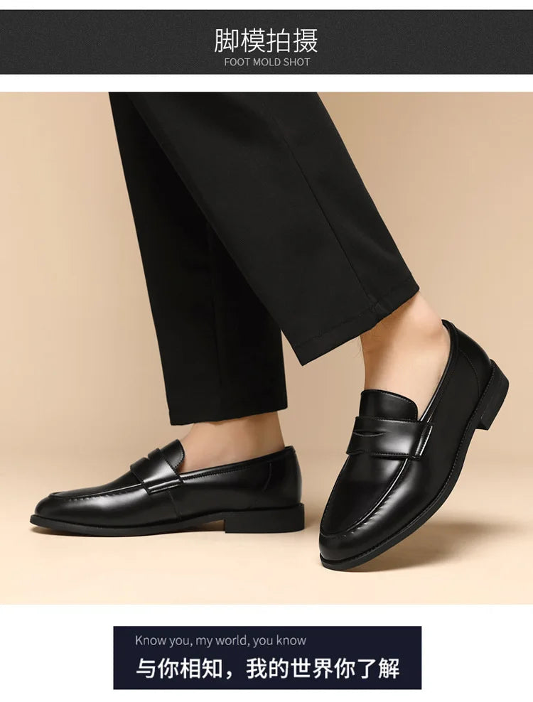Men's Plus Size Genuine Leather Loafers Slip-on Formal Business Casual Dress Shoes for Man Spring Autumn New Wedding Shoes Male