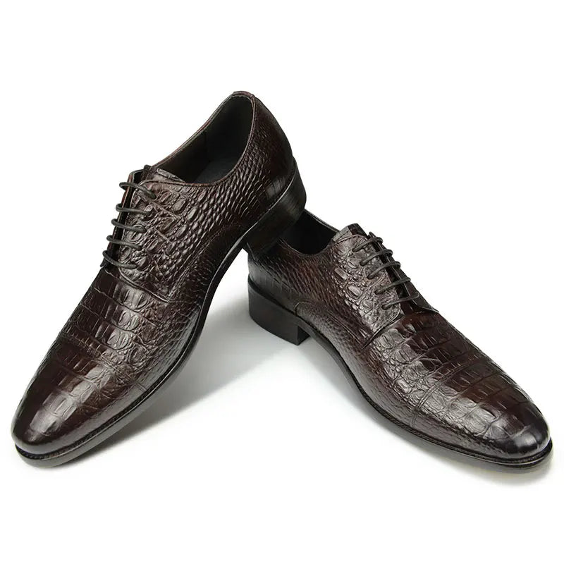 Luxury Crocodile Pattern Genuine Leather Shoes Handmade Men's Vintage Casual Leather Shoes Custom Pointed Toe Oxford Dress Shoe