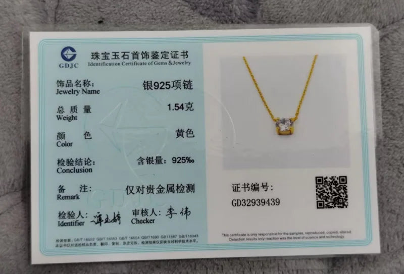 S925 Pure silver 18k gold pendant Multi-functional single diamond necklace with six claws Zircon necklace for women  gift