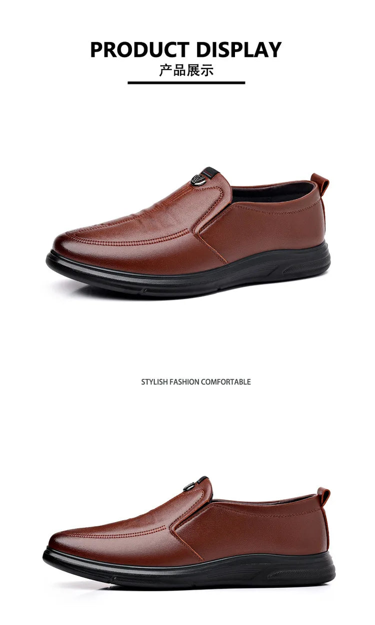 Spring Summer New Hallow Leather Shoes for Men Solid Color Fashion Dress Shoes Male Soft Sole Business Casual Shoe Man