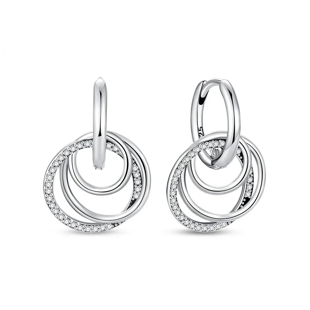 Original 925 Sterling Silver Earrings 2025 Stud Hoop Crystal Earings For Women Rose Gold Crown Heart Infinity Bee Earing Jewelry