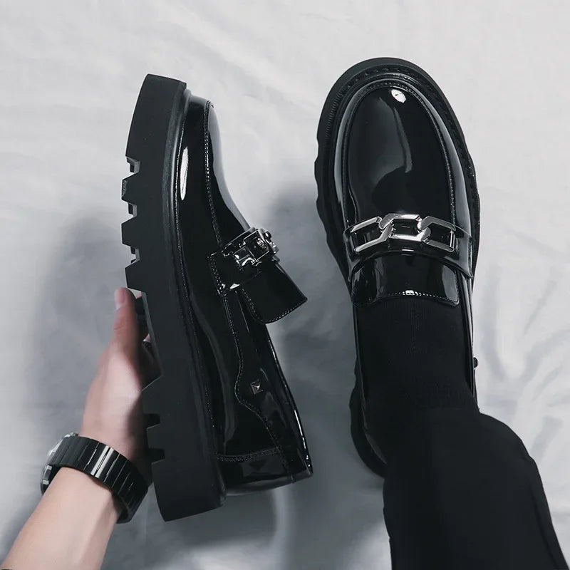 Men’s Round Toe Leather Shoes – Fashionable Casual Dress Footwear for Adults