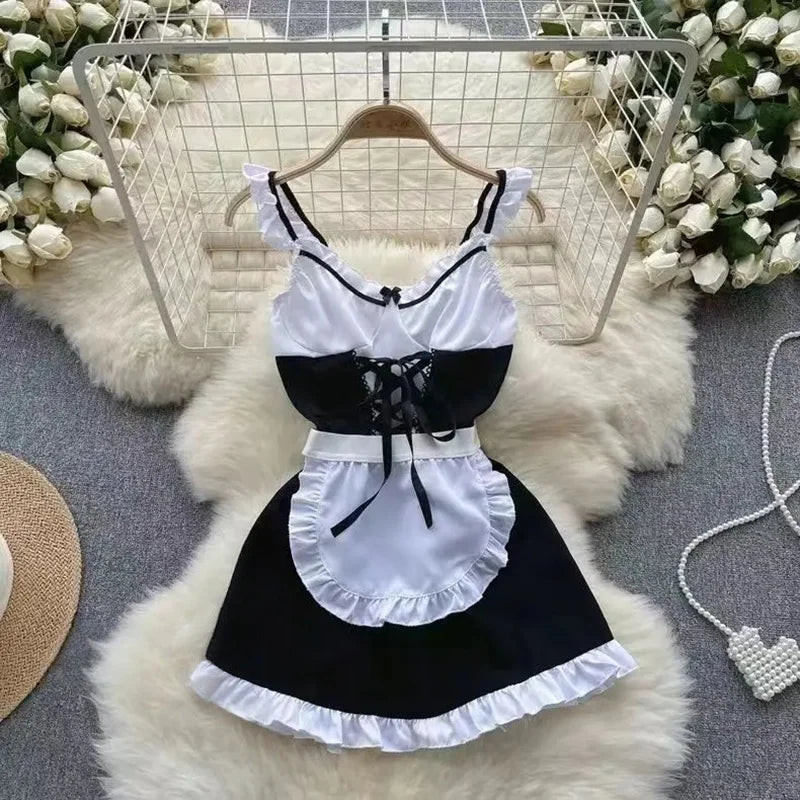 Woman Fashion Sexy Strap Dress New Sleeveless Slim Floral Print Mini Dress Comfortable Breathable Mesh Lace Mini Dress