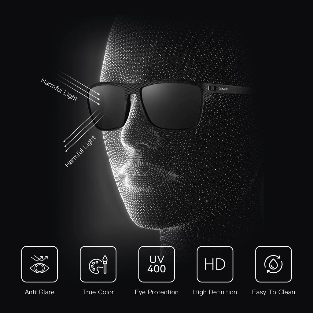 Polarized Sunglasses for Men Lightweight TR90 Frame UV400 Protection Square Sun Glasses