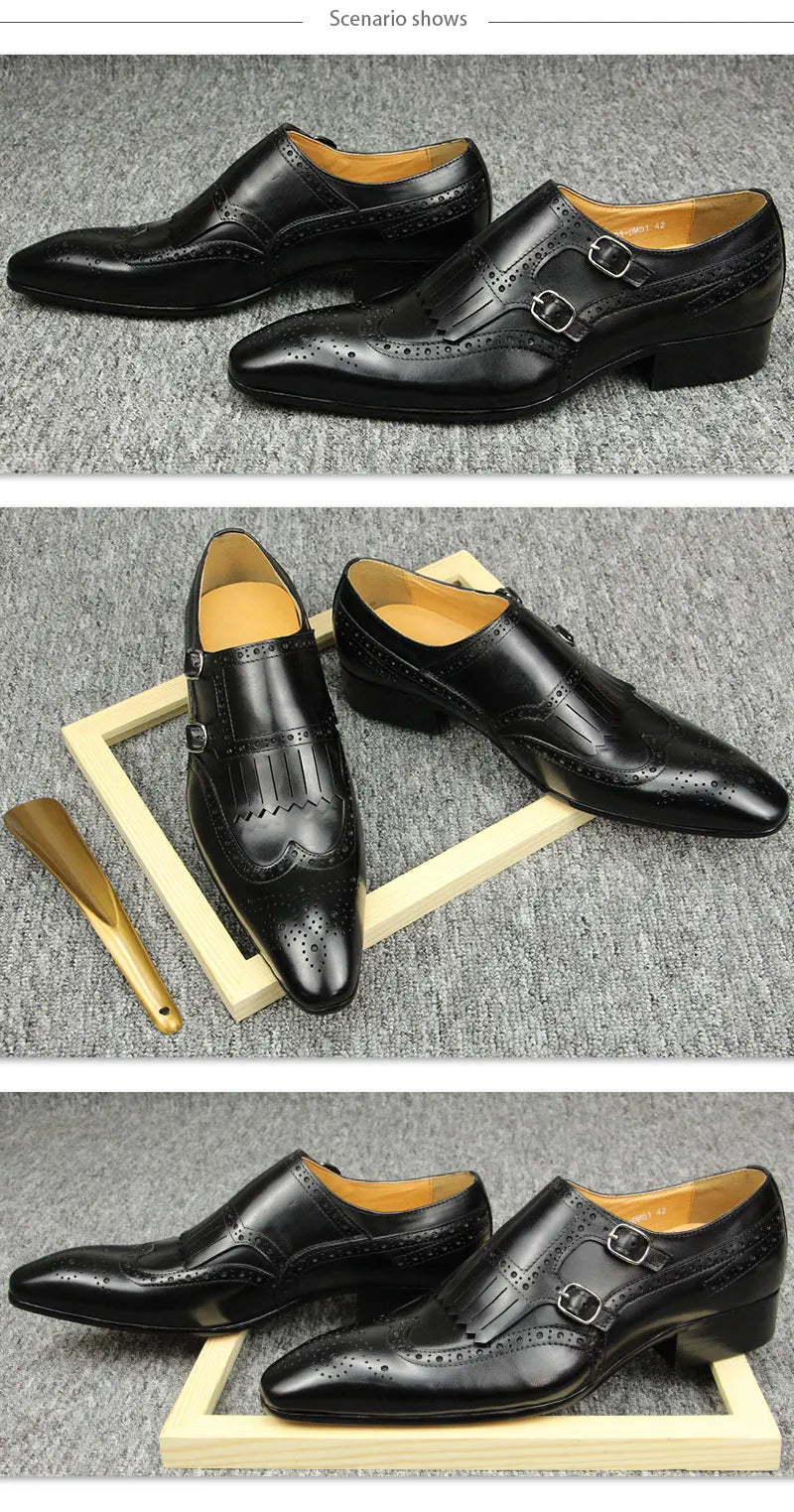 Luxury Leather Shoes  New Top Layer Cowhide Pointed Toe British Business Formal Men's Leather Shoes Wedding Shoes Office Shoes