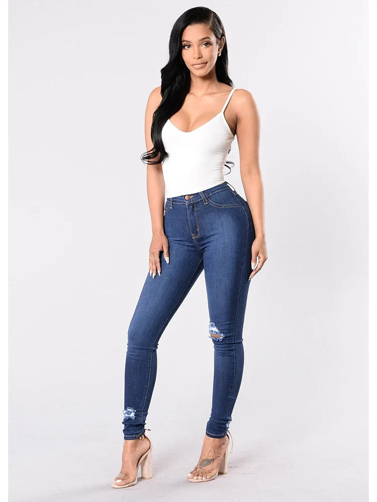 Women Stretch Skinny Ripped Jeans