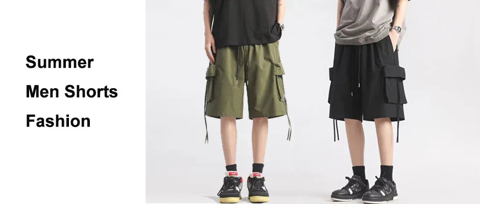 Summer Cargo Hooded Tracksuit Short Sleeve T-shirt Zipped and Shorts Outfits Quick Drying Solid Casual Outdoor Sport Clothes Set