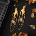 Hip Hop Gold Color Hands Sun Micro-inlay Gemstone Metal Chain Tassels Dangle Earrings for Women Halloween Party Jewelry