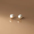 925 Sterling Silver Simple Natural Baroque Pearl Korean Stud Earrings for Women Fashion Moon Surface Statement Jewelry