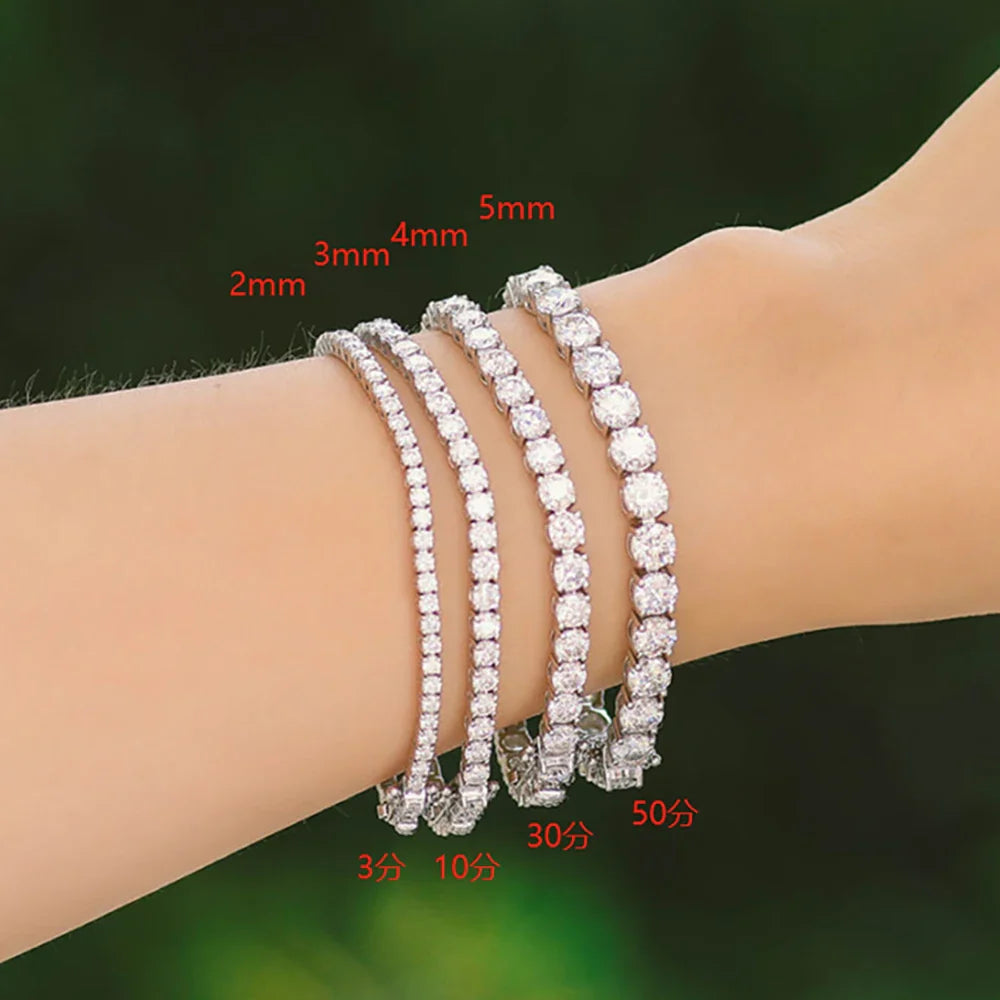 2/3/4/5/6mm Moissanite Tennis Necklace Bracelet for Women Men Hip Hop Diamond Neck Chain 925 Sterling Silver Fine Jewelry