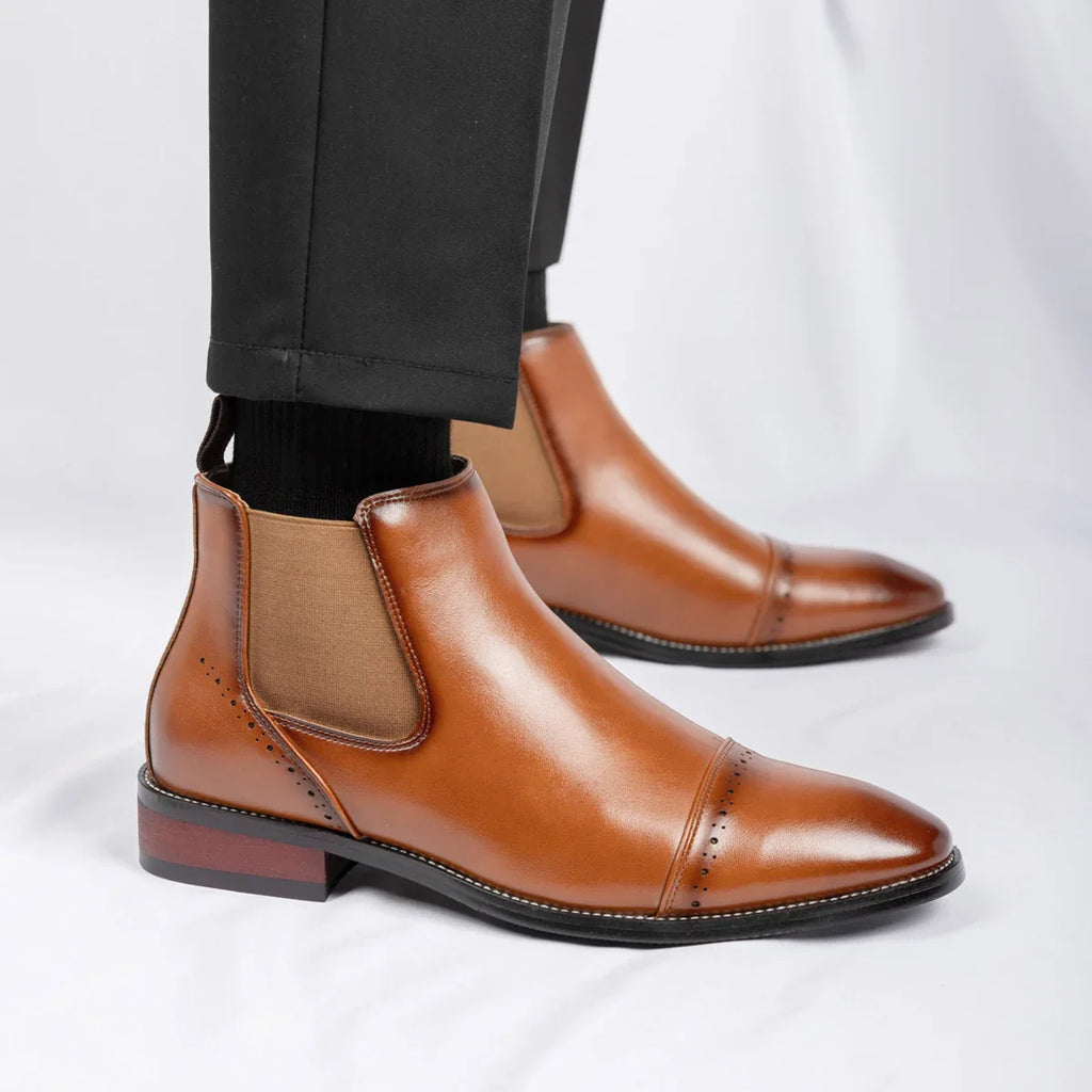 2025 Retro Men's Solid Color Pointed Business  Boot  Comfortable Wedding  Party Shoe Breathable  And  Anti-Slip Ankle Boots