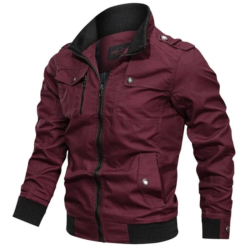 Men’s military bomber jacket, windproof autumn winter casual outdoor coat, plus size M–5XL