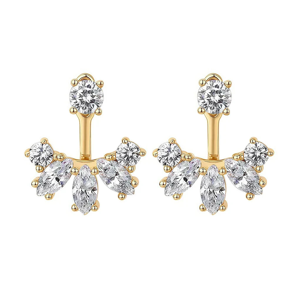 Round/Marquise Cut Moissanite Diamond Stud Earrings with Certificates S925 Silver Detachable Earcuff Drop Earring for Women