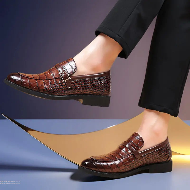 Dark Brown Pointed Toe Social Shoe for Men New Low Price Leather Casual Gentleman Luxury Designer Elegant Office Dress Shoes Man