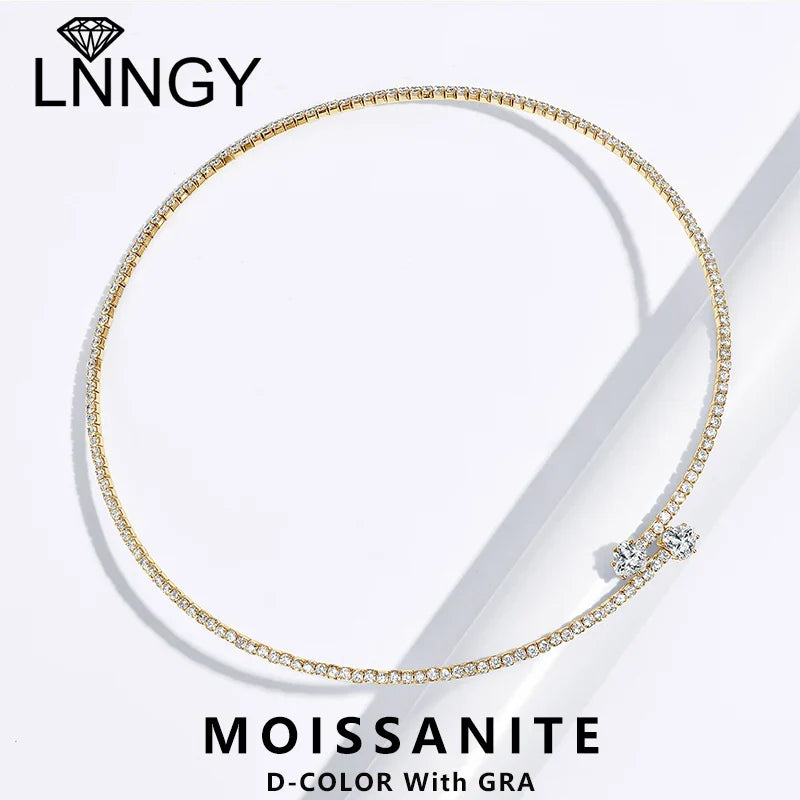Heart Moissanite Collar Choker Necklace for Women 925 Sterling Silver Simple Open Collar Necklaces Jewelry Accessories