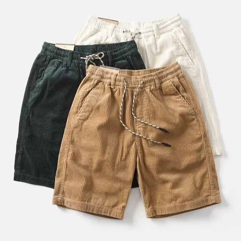 2026 Summer Casual Corduroy Y2K Shorts For Men American Retro Loose Straight Short Pants High Street Fashion Gym Bermudas