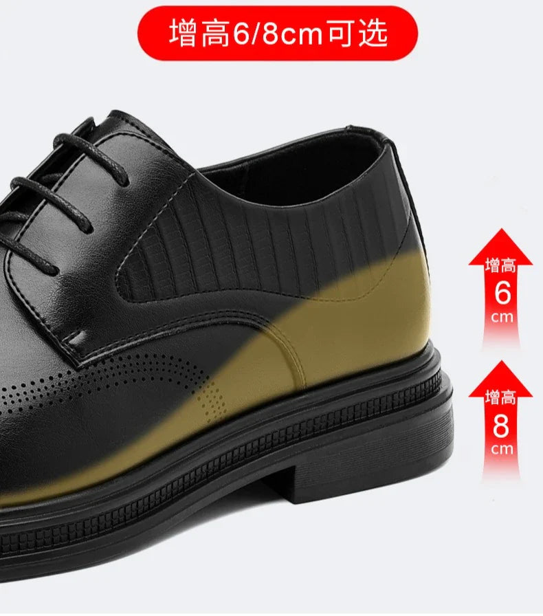 Business Formal Casual Wedding Shoes for Men Fashion New Designer Inner Increase Shoes Male Spring Autumn Retro Leather Shoe Man