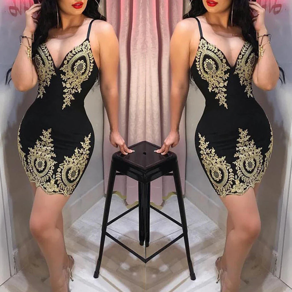 Sexy summer party halter dress Sleeveless slim-fit mini dress