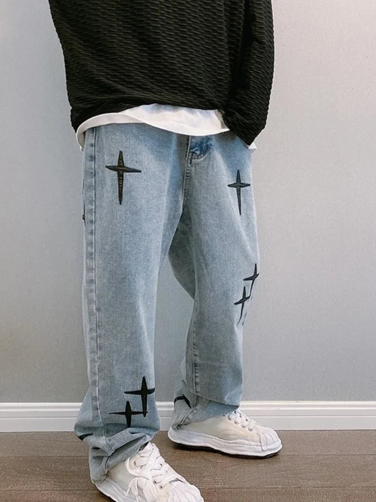 Wide Leg Cargo Pants men Streetwear Baggy mens Jeans