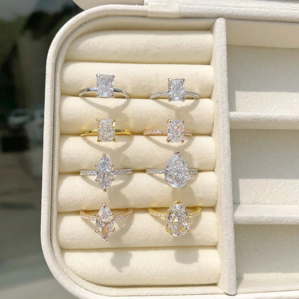 18K Gold Plated 925 Sterling Silver Crushed Ice Cut Lab Sapphire Gemstone Wedding Party Fine Jewelry Rings Wholesale