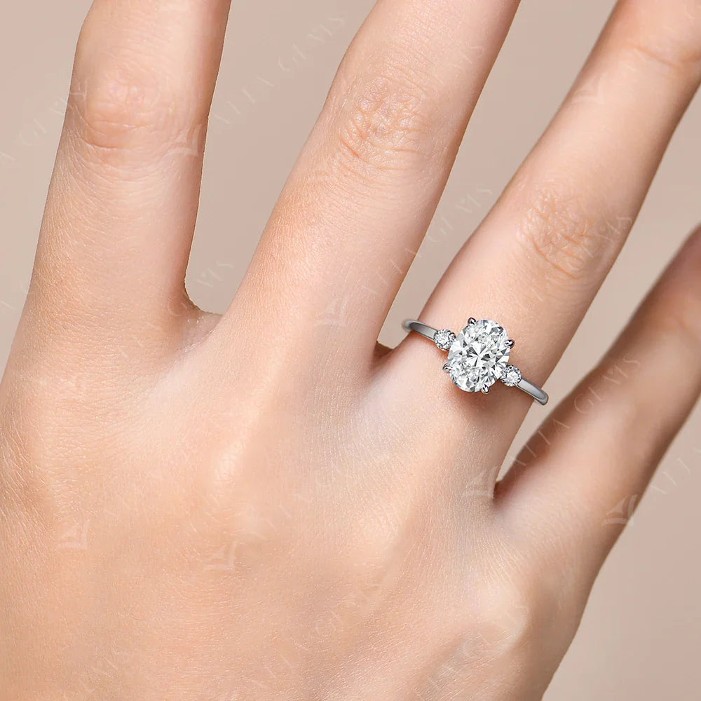 2CT Oval Cut Moissanite Solitaire Ring for Women Lab Grown VVS1 Diamond 9*7mm S925 Silver 18K Gold Wedding Fine Jewelry