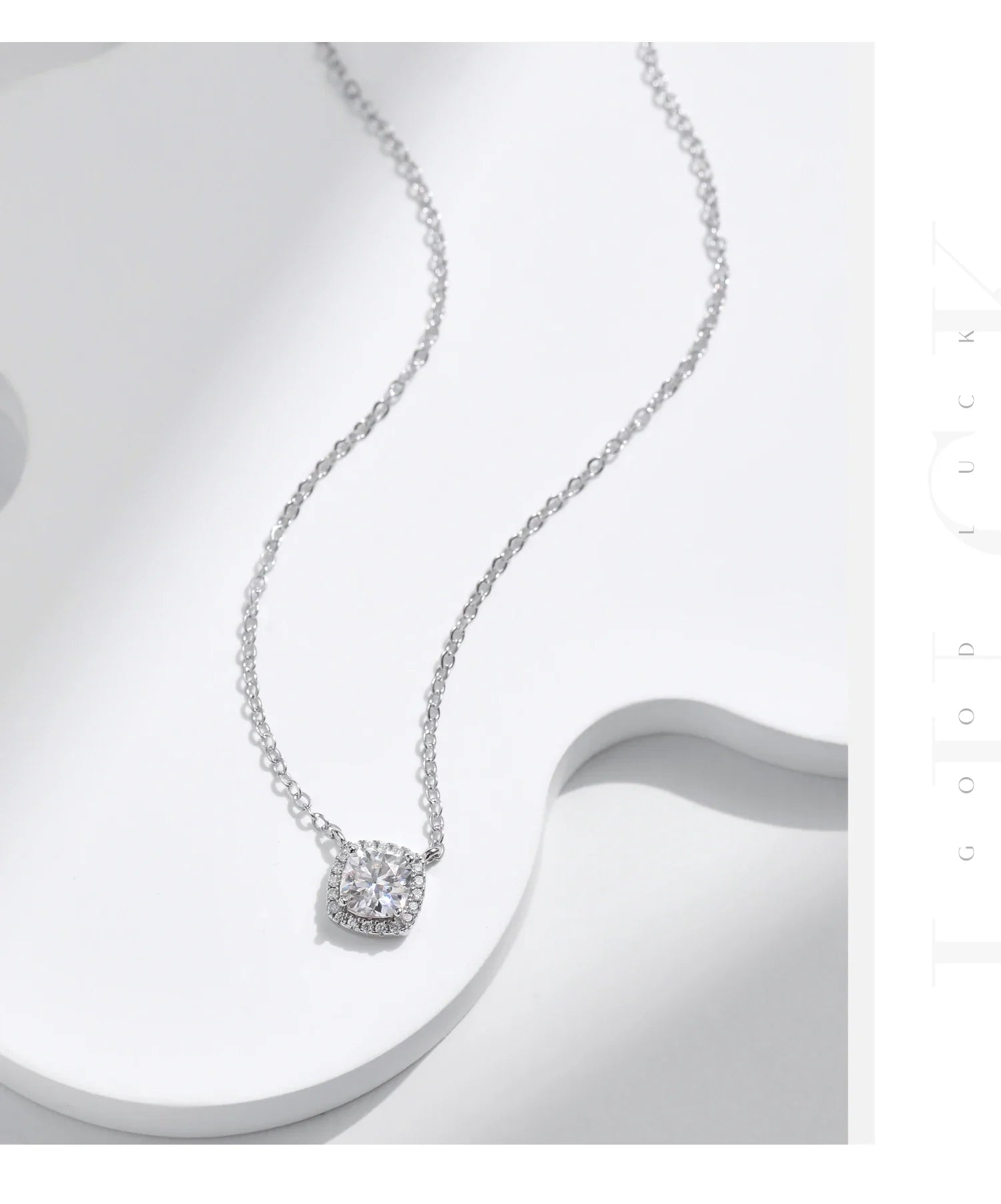 1 Carat Square Cushion Cut Halo Moissanite Pendant Necklace For Women 925 Sterling Silver Dazzling Wedding Bridal Jewelry