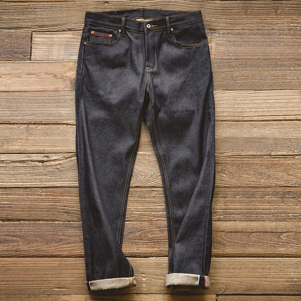 Maden Retro 11.6oz Selvedge Raw Denim Jeans Tapered Regular Fit Cotton Jeans with Zipper Fly High Quality Versatile Men's Pants
