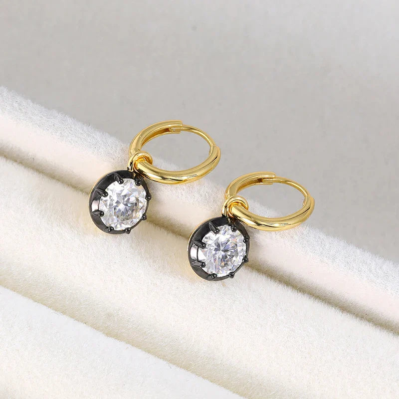14K Plated Certified D Vvs1 Moissanite Drop Earrings for Women 8MM Luxury Wedding Jewelry Gift 100% Real S925 Pure Silver