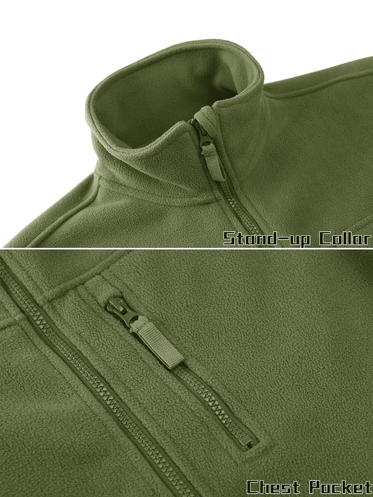 Men's Fleece Jacket Soft Warmth Windproof Full Zip Up Coat Multiple Zipper Pockets Hiking Working Outdoors Windbreaker