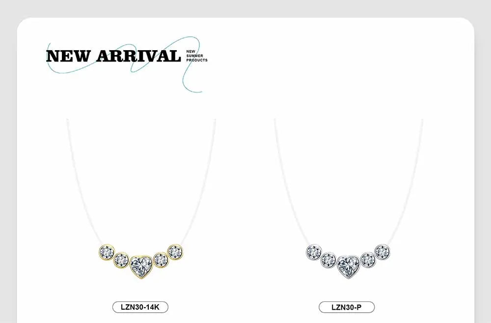 Dainty Invisible Line 925 Silver Simple Flower 8A Cubic Zirconia Choker Chain Transparent Fishing Line Collier LZN33