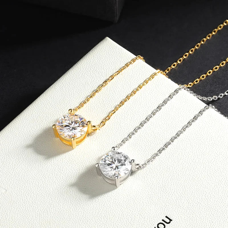 Luxury 1/2/3/5CT Real D Color Moissanite Pendant Necklace For Women Men 925 Silver Plated 18K Bridal Neck Fine Jewelry Gift