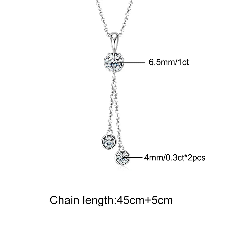 1.6CT Moissanite Pendant Necklace for Women 18k Gold Plated Round Pendant 925 Sterling Silver Wedding Anniversary Fine Jewelry