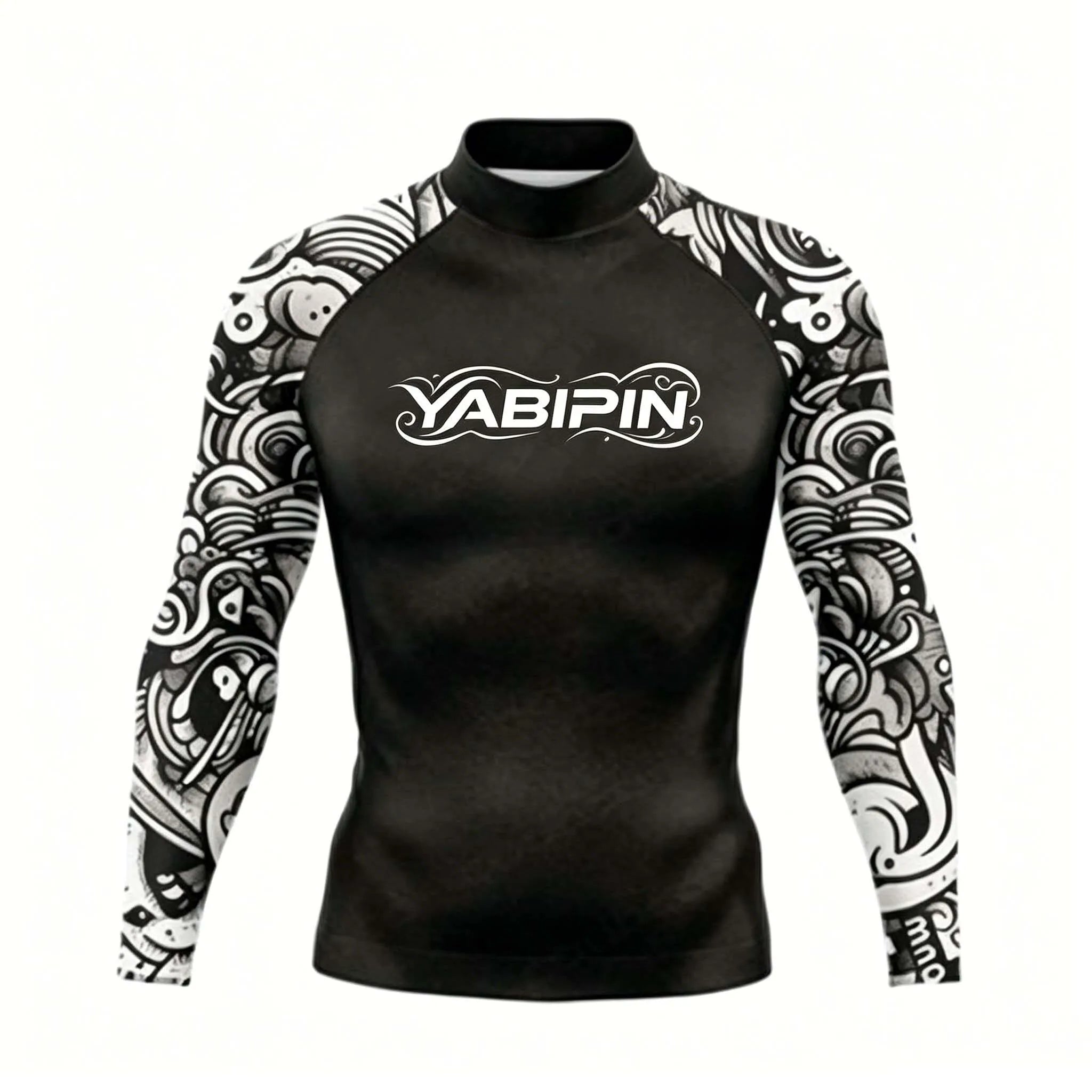 Quick Dry Long Sleeve Rash Guard for Men with High Collar – Sun Protection Beach Swim Tee
