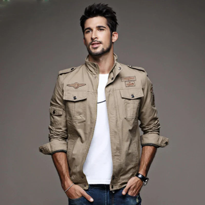 جاكيت عسكري كاجوال جديد 2023 للرجال مقاس كبير M-6XL Jaqueta masculina Air force one معطف رجالي كارغو للربيع والخريف