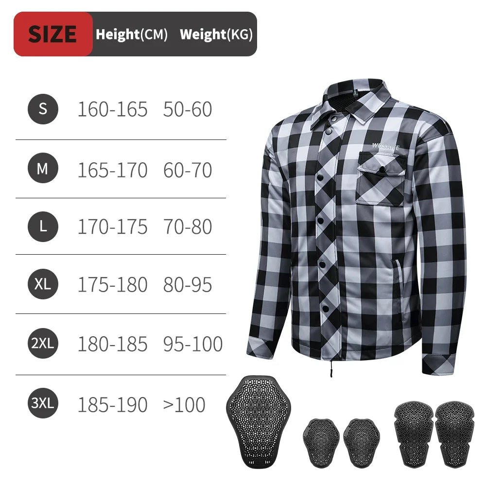 Men's Women's Winter Motorcycle Jacket Warm Motocross Motorbike Checkered Casual Outdoor Riding Shirts