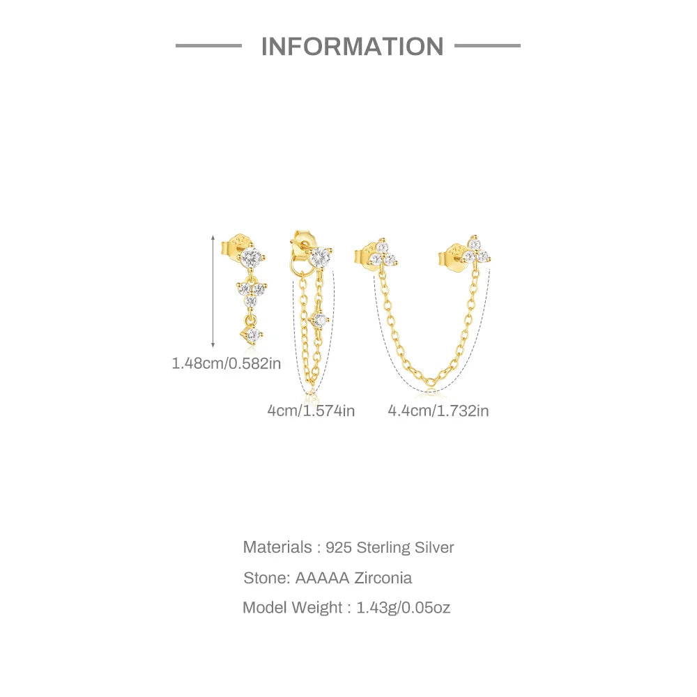 925 Sterling Silver WaterDrop/Flower/Pearl Earring Set For Women 18k Gold Plated 3 piece Earring Party Jewelry Gifts