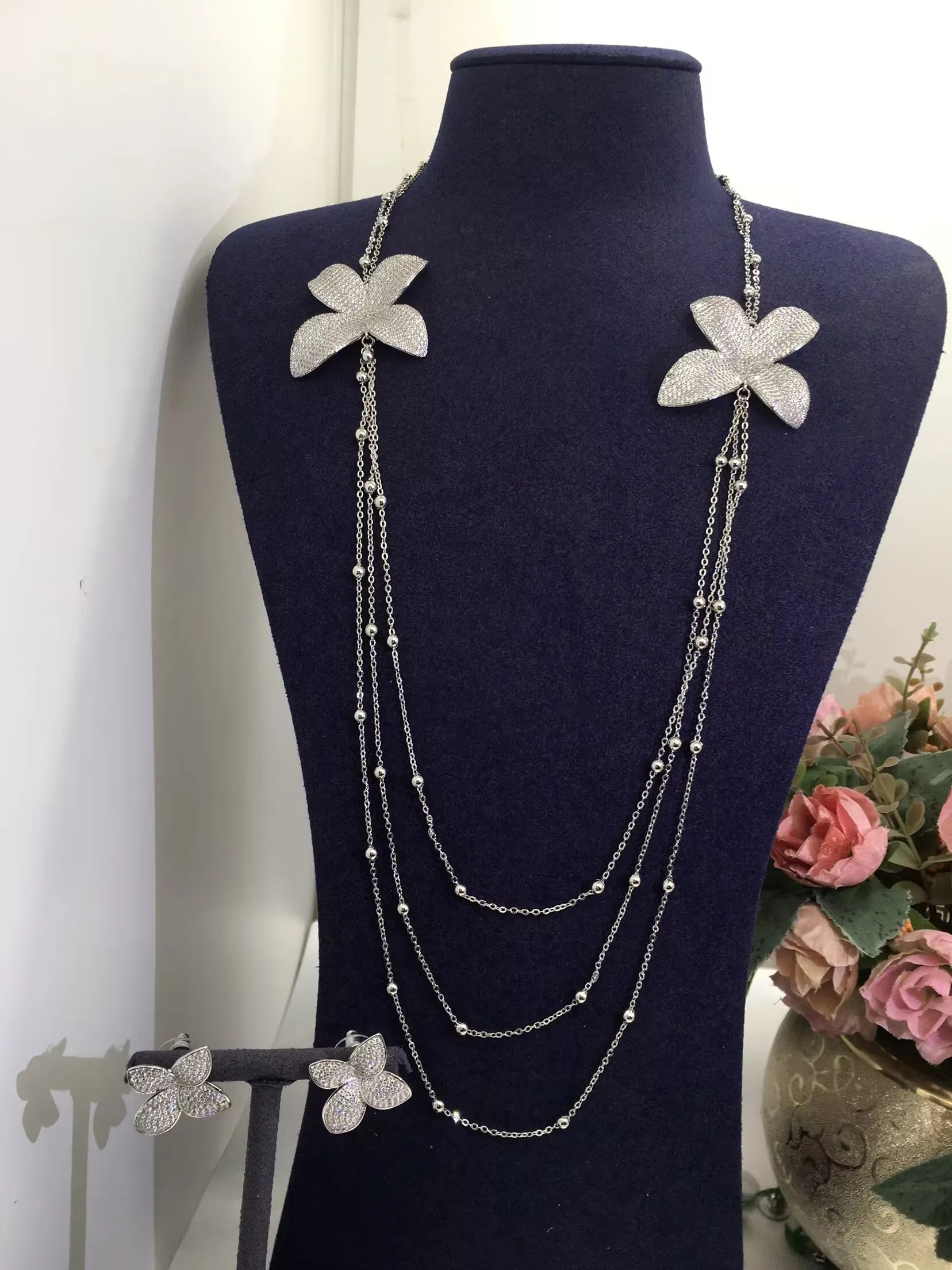 Trendy Fashion2PCS Luxury Waterdrop Indian Jewelry Sets For Women Wedding Party Indian Dubai Bridal jewelry Set