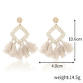 Personality Bamboo Rattan Hand-woven Geometry Drop Dangle Earrings for Women Temperament Summer Beach Stud Jewelry Holiday Gift